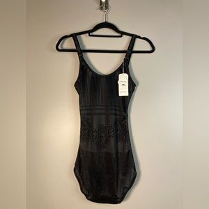 NWT KSK Shapewear Bodysuit XL 
Shape Open Bust 
Black Rose Lace 
Sexy Slimming